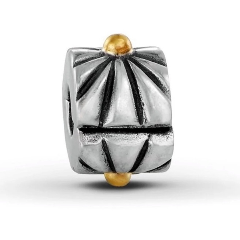 Pandora Sunburst Silver 14k Gold Clip Charm